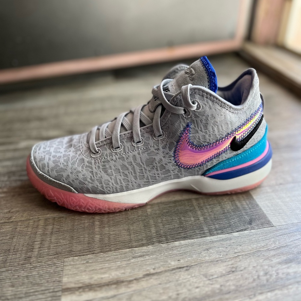 Nike Gray Sneakers with Pink and Blue Accents